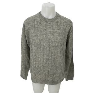 Line Of Trade Sweater Mens Large Shetland Wool Crew Neck Cable Knit Sz L 31-15
